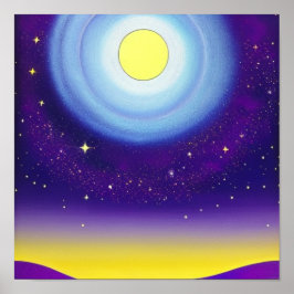 Moon und Sky in Lila Poster