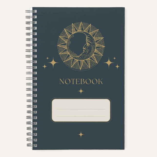 Moon und Stars Vintag Notizbuch (Vorderseite)