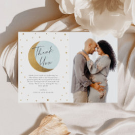 Moon und Sterne Foto Babydusche Dankeskarte