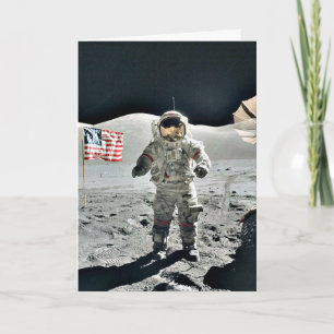 Moon Walk with American Flag Karte