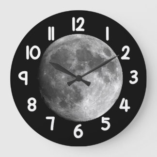 Moon Wall Clock – Black Night Sky Space Home Decor Große Wanduhr