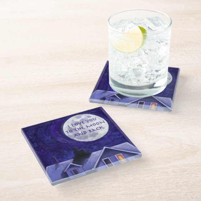 Moon Watch Art Glasuntersetzer (Schrägansicht)