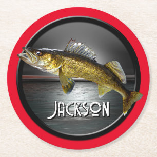 Moon Water & Walleye Pike Blue Runder Pappuntersetzer