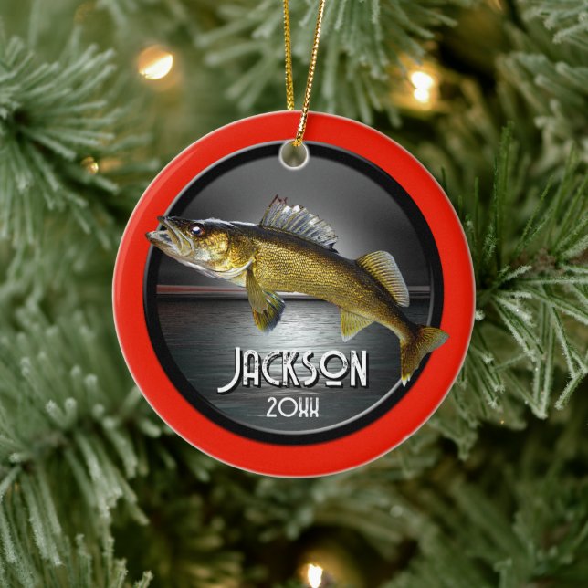 Moon Water & Walleye Pike Keramik Ornament (Baum)