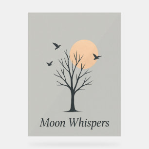 Moon Whispers - Serene Night Birds Poster
