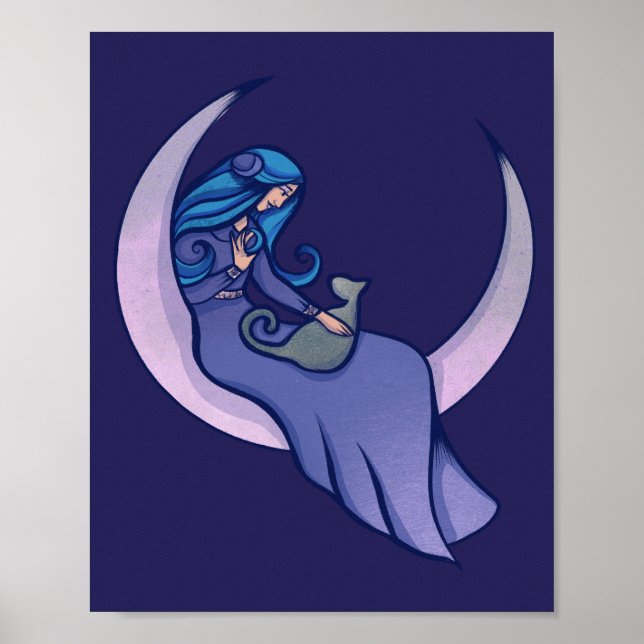 Moon Witch MoonChild Pagan Wicca Kunst, Dichtung u Poster (Vorne)