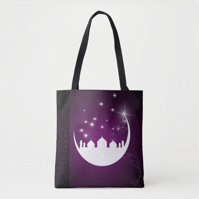 Moon with Mosque Silhouette All-Over-Print Tote (Vorderseite)