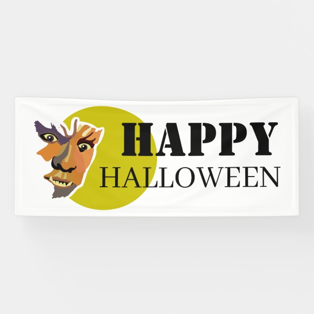 Moon Wolf, glückliches Halloween Banner (Horizontal)