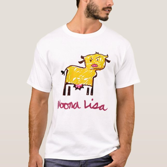 Moona Lisa Cow Zeichnend T - Shirt (Vorderseite)