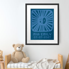 Moonbars Niedlich Moon CUSTOM BABY NAME BIRTHDAY A Poster