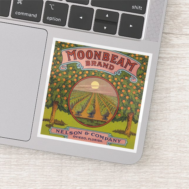 Moonbeam Brand | Vintages Zitruszeichen Aufkleber (Detail)