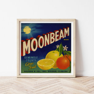 Moonbeam Brand   Vintages Zitruszeichen Poster