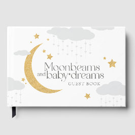 Moonbeams and baby dreams baby shower gold gray gästebuch