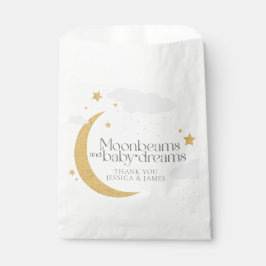 Moonbeams and baby dreams baby shower gray gold geschenktütchen