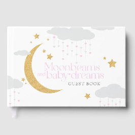 Moonbeams and baby dreams pink baby shower gästebuch