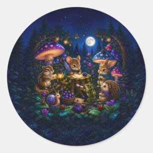 Moonberry Hollow Magische Waldtiere Freunde Sticke Runder Aufkleber