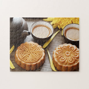 Mooncake und Tee, chinesisches Festival Mitte Herb Puzzle