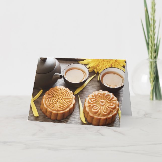 Mooncake und Tee, chinesisches mittleres Karte (Vorderseite)