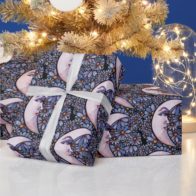 MoonChild Moon Goddess Art Moon Kind Lila Geschenkpapier (Feiertage)