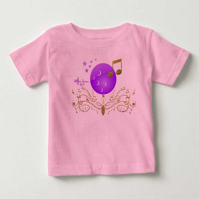 MoonDreams GoldGlitter Music Toddler PinkRuffleTee Baby T-shirt (Vorderseite)
