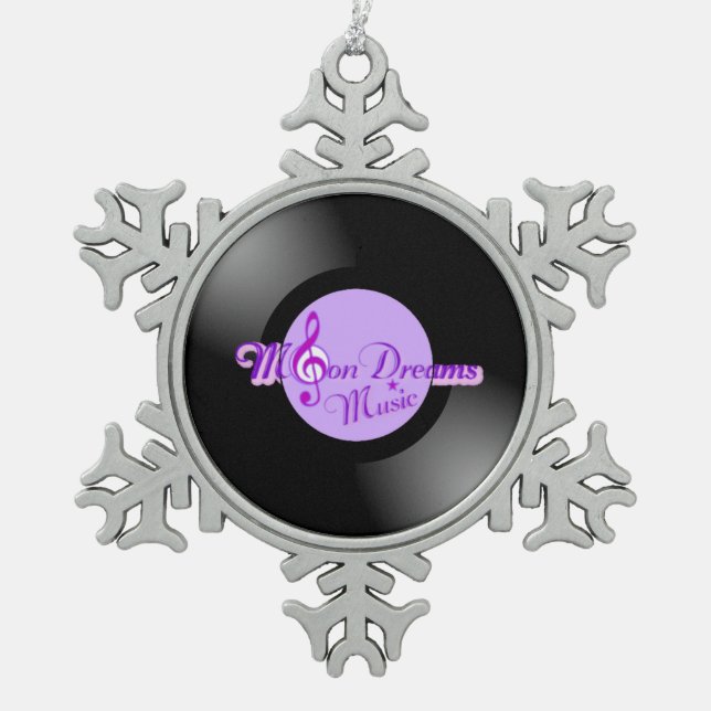 MoonDreams Music Record - Pewter Snowflake Ornamen Schneeflocken Zinn-Ornament (Vorderseite)