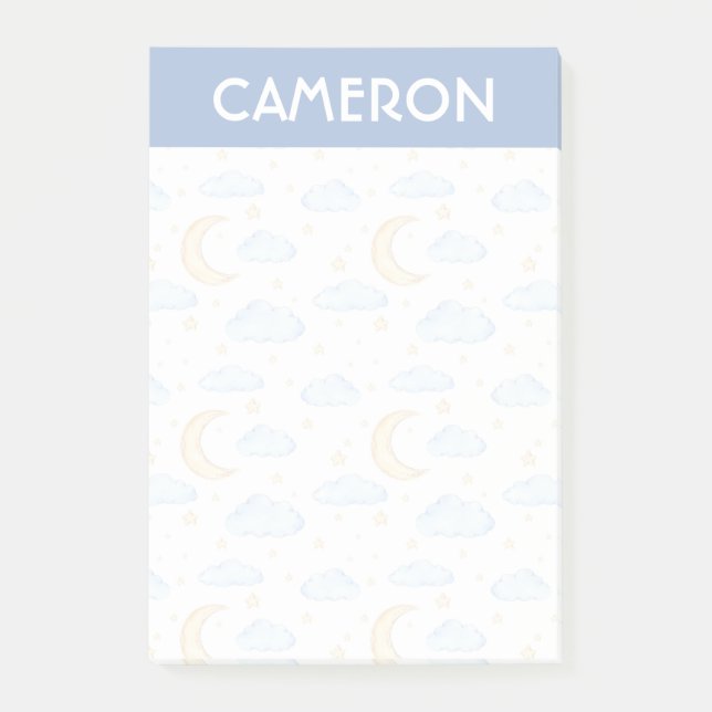 Moonenstars und Wolkenmuster Post-it Klebezettel (Vorderseite)