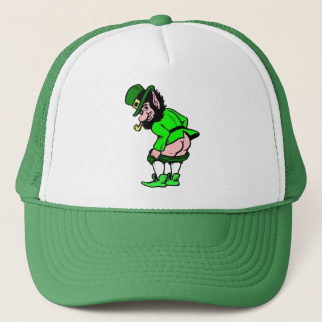 Mooning Leprechaun Hat Truckerkappe (Vorderseite)