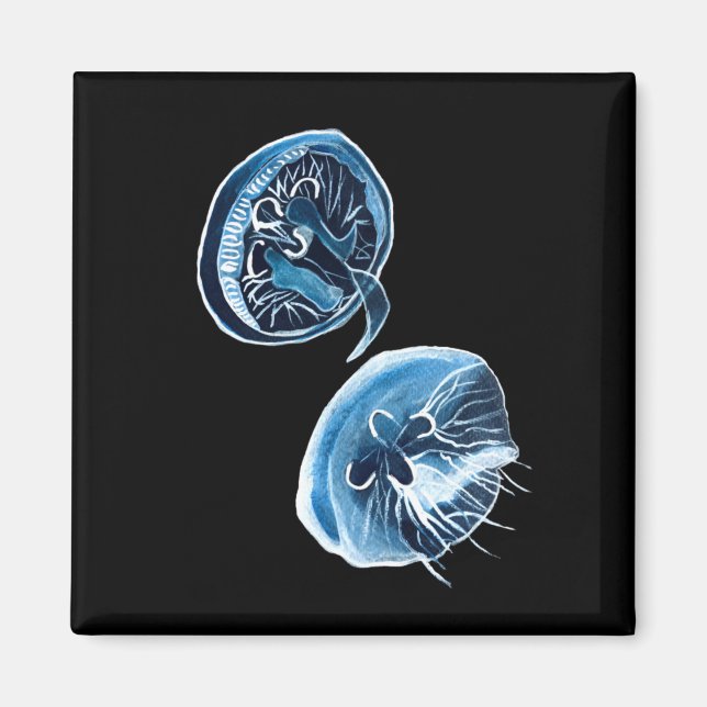 MoonJellyfish Aquarellkunst Magnet (Vorne)