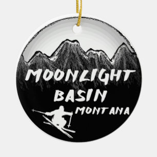 Moonlight Becken Montana Skier Keramik Ornament