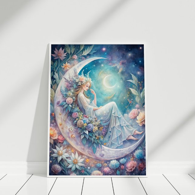 Moonlight Blossom Fairy Poster (Moonlight Blossom Fairy Poster in a white frame)
