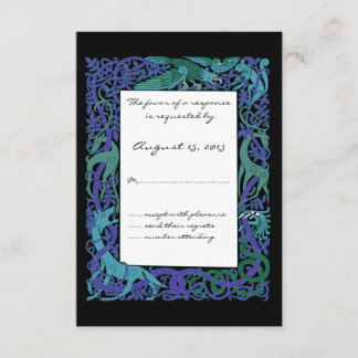 Moonlight Blue Celtic Animals Design Wedding RSVP Karte