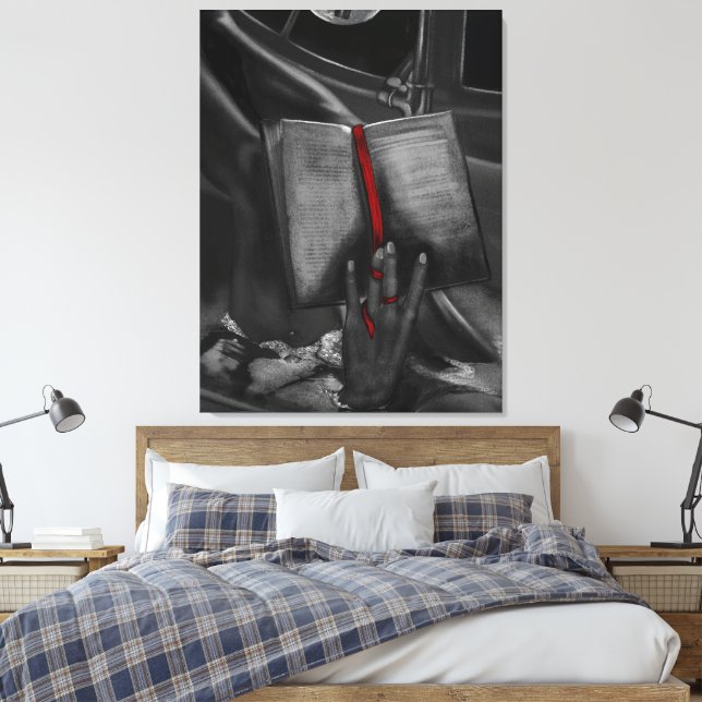 Moonlight Charcoal book Lover Crimson Wall Art Leinwanddruck (Insitu (Schlafzimmer))