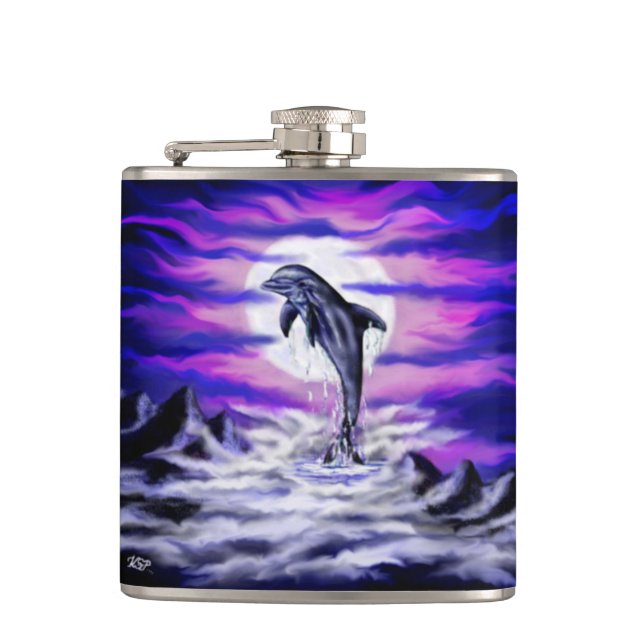 Moonlight Dolphin Flachmann (Vorderseite)