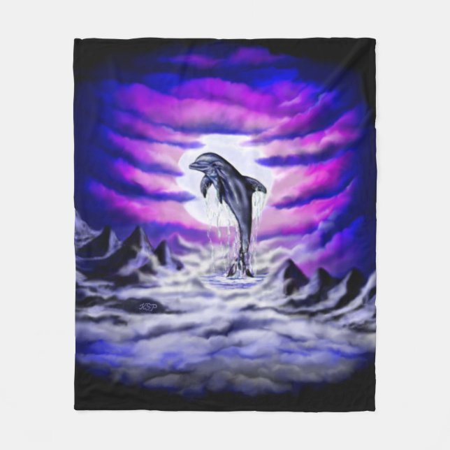 Moonlight Dolphin Fleecedecke (Vorderseite)