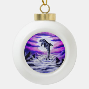 Moonlight Dolphin Keramik Kugel-Ornament