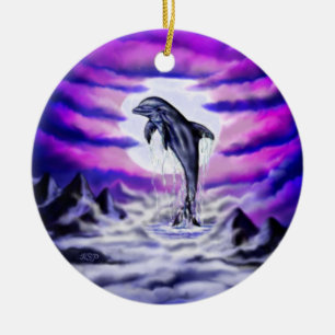 Moonlight Dolphin Keramik Ornament