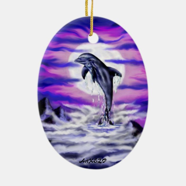 Moonlight Dolphin Keramikornament (Hinten)