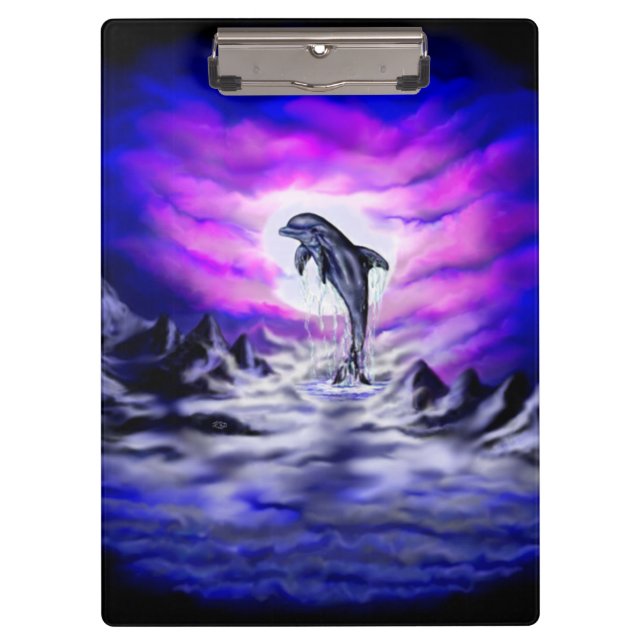 Moonlight Dolphin Klemmbrett (Vorderseite)