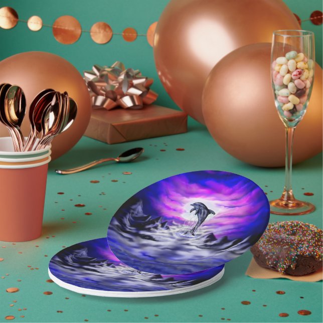Moonlight Dolphin Pappteller (Multi)