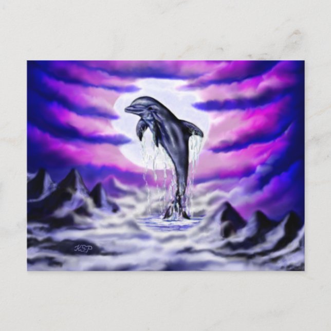 Moonlight Dolphin Postkarte (Vorderseite)