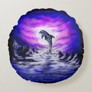 Moonlight Dolphin Rundes Kissen