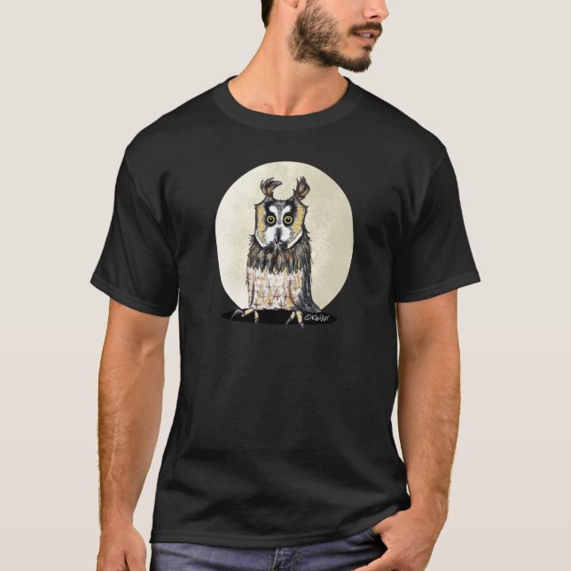 Moonlight European Owl Dark T - Shirt (Vorderseite)