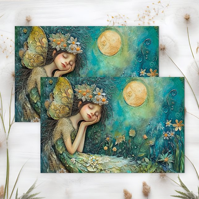 MOONLIGHT FAIRY MIRL DECOUPAY SEIDENPAPIER (MOONLIGHT FAIRY GIRL DECOUPAGE TISSUE PAPER)