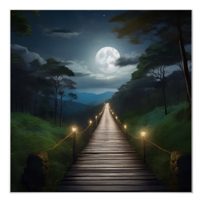 Moonlight Forest Path  Poster (Vorderseite)