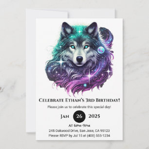 Moonlight Galaxy Wolf Geburtstag Einladung