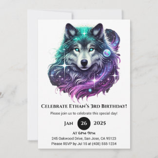 Moonlight Galaxy Wolf Geburtstag Einladung