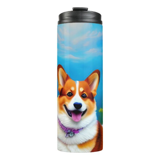 Moonlight Garden Corgi Dog Thermosbecher (Vorderseite)