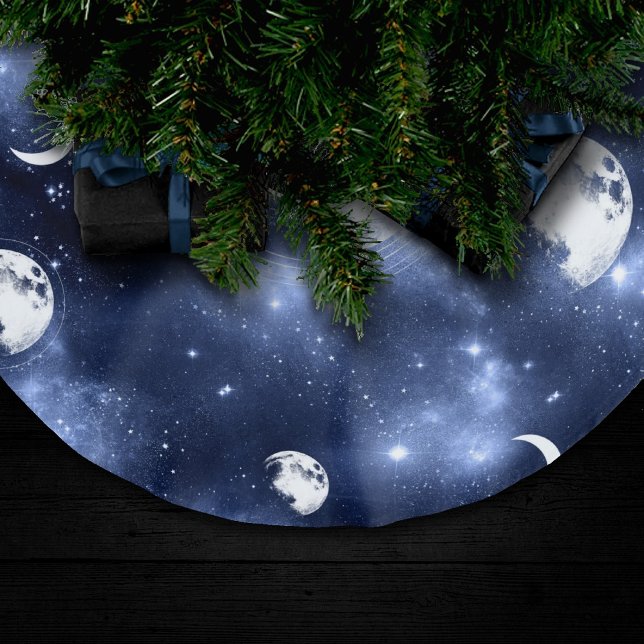 Moonlight Glow Moon Phasen in Sky Clouds Polyester Weihnachtsbaumdecke (Von Creator hochgeladen)