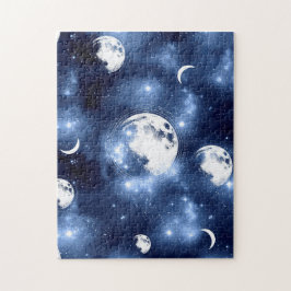 Moonlight Glow Moon Phasen in Sky Clouds Puzzle