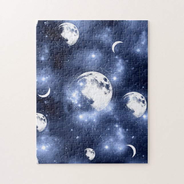Moonlight Glow Moon Phasen in Sky Clouds Puzzle (Vertikal)